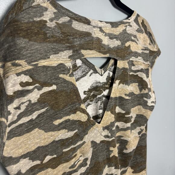 Chaser Women’s 100% Linen Cut Out Back Camo Print Country Large - Picture 4 of 7